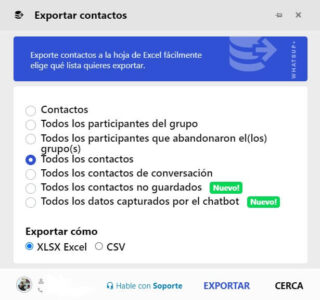 Exportar contactos a excel desde whatsapp con whatsup+