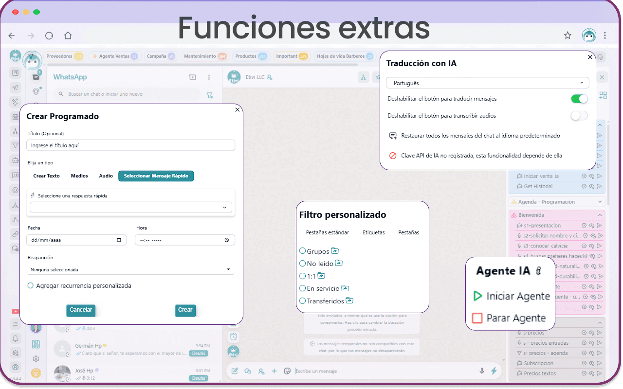 funciones extras para whatsapp con etivi AI